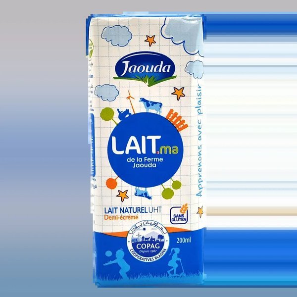 Lait uht demi écrémé 200ml - JAOUDA